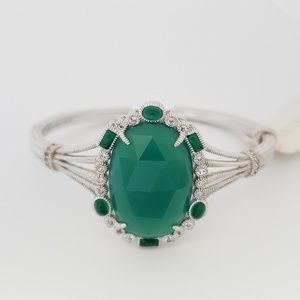 JUDITH RIPKA Sterling Silver Green Chalcedony White Topaz Aspen Cuff Bra…